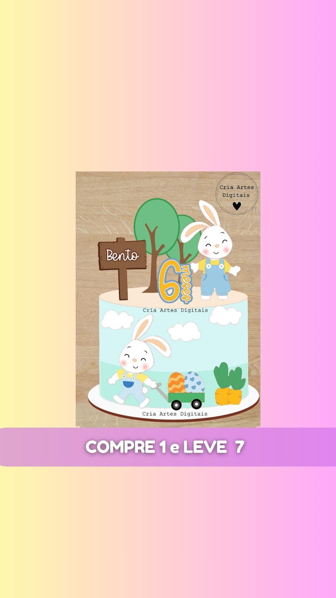 Arquivo Topo pra Bolo Menino Coelho + 6 Brindes #psc23 - Imagem 2