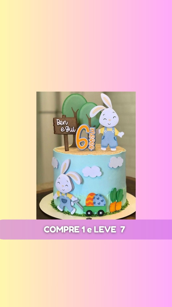 Arquivo Topo pra Bolo Menino Coelho + 6 Brindes #psc23 - Imagem 3
