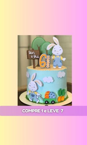 Arquivo Topo pra Bolo Menino Coelho + 6 Brindes #psc23