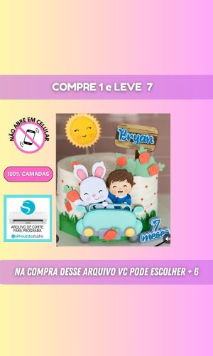 Arquivo Topo pra Bolo Menino e Coelho+ 6 Brindes #psc27