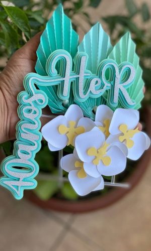 Arquivos de corte topo de bolo 40 anos com flores 3d