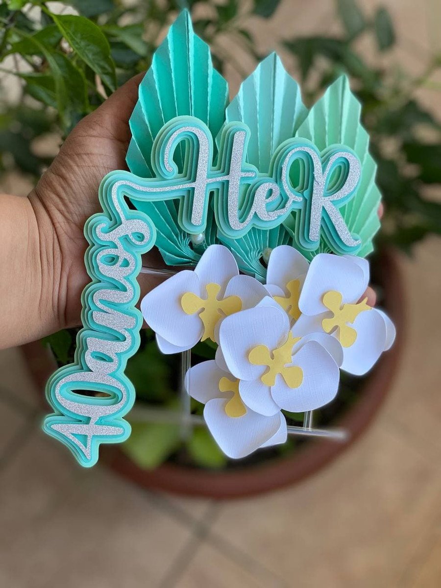 Arquivos de corte topo de bolo 40 anos com flores 3d