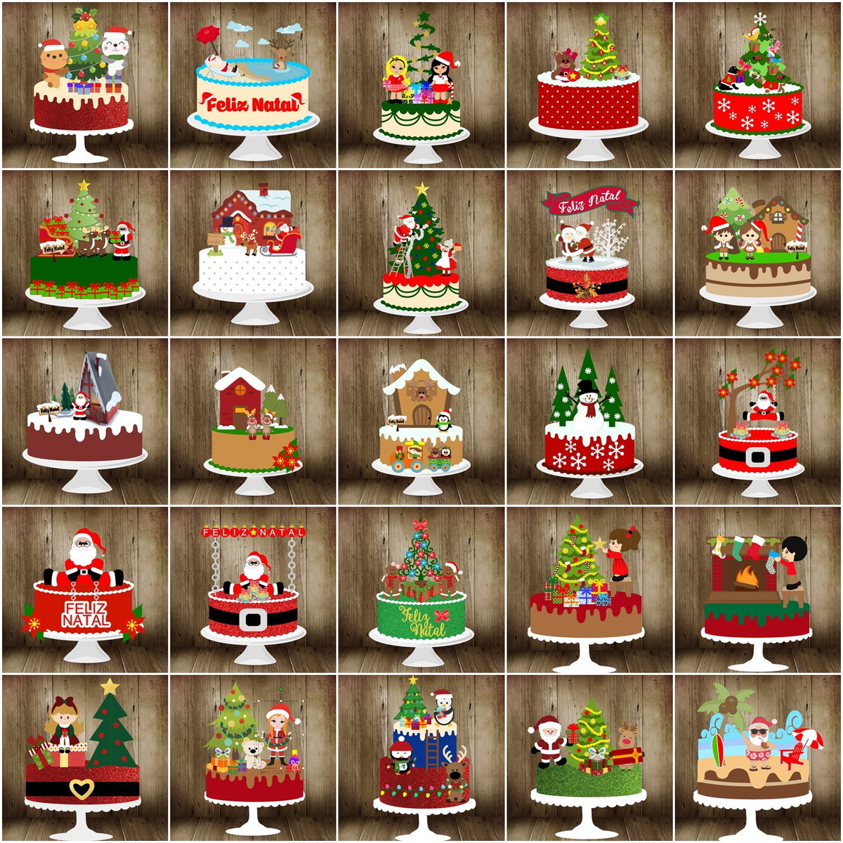 Arquivos de Corte Combo 30 Topos de Natal