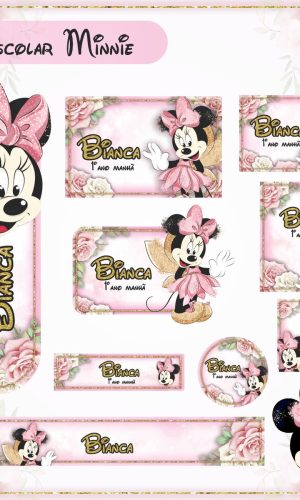Arquivos digitais etiquetas escolar minnie ENVIO IMEDIATO