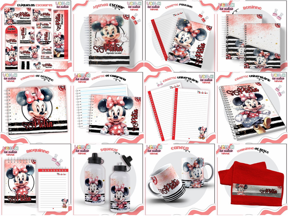 Arquivos Digitais Combo Etiquetas Minnie