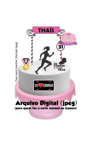 Arte Digital Topo de bolo Corrida feminino p/ imprimir jpeg