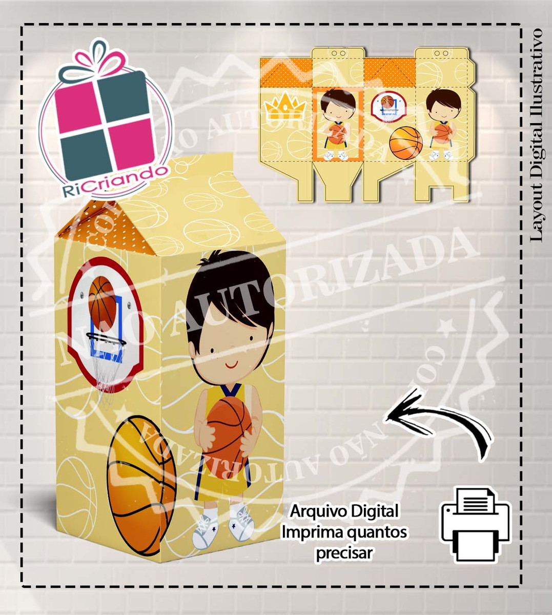 CAIXA MILK LAKERS CUTE - ARQUIVO DIGITAL