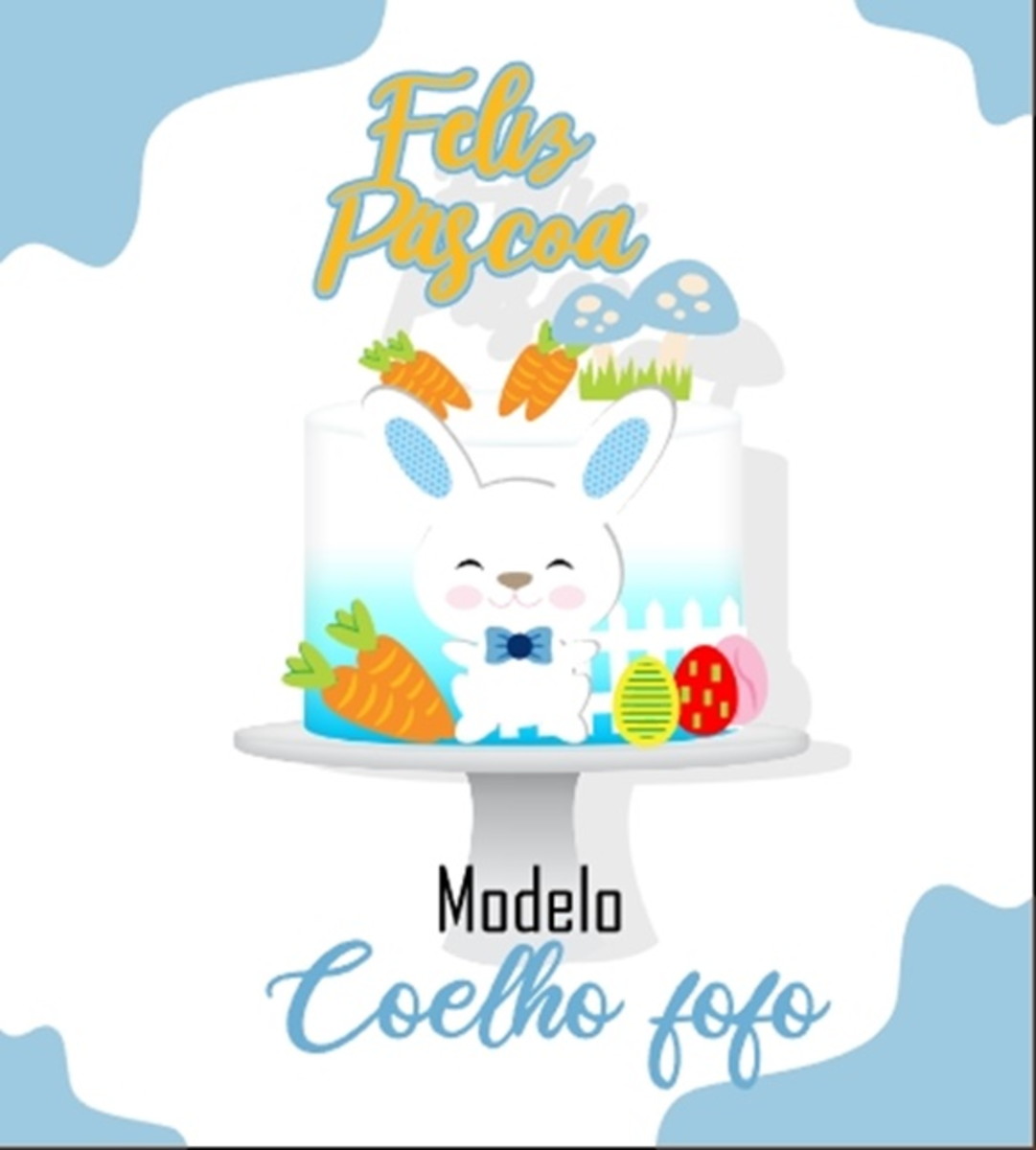 Coelho Páscoa-topo de Bolo Arquivo de Corte e Impressão