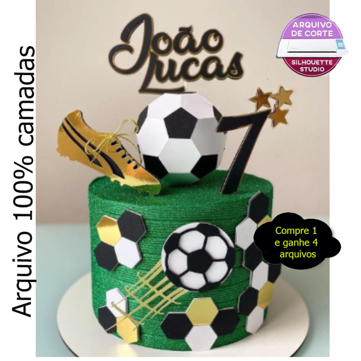 G834 - Arquivo Topo Futebol Chuteira com Bola 3d