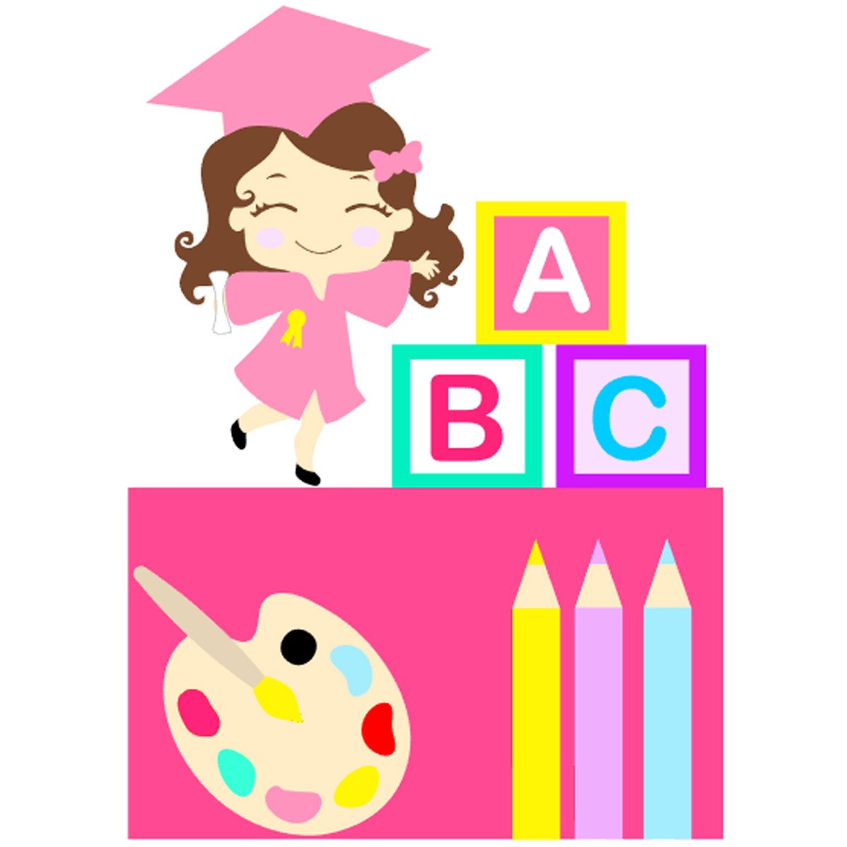 Kit C/ 5 Arquivo De Corte: Formatura Abc Menina Camadas 003