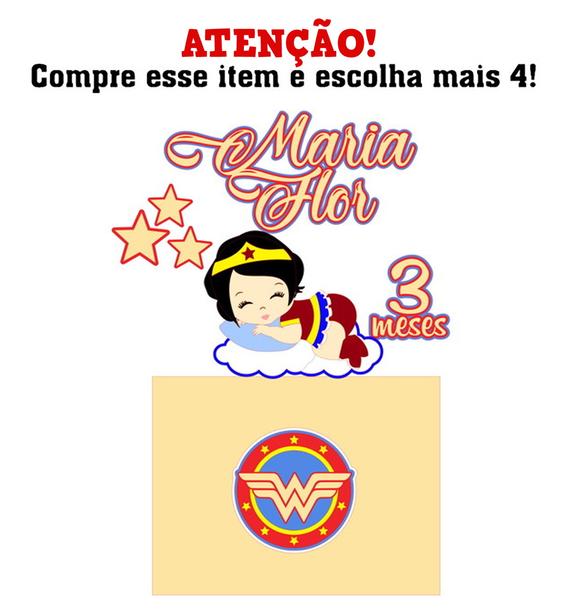 KIT C/ 5: ARQUIVOS DE CORTE: TOPO MULHER MARAVILHA BABY 001