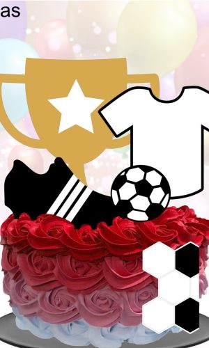 Kit com 5 arquivos de corte: 06-FUTEBOL TOPO DE BOLO CAMADAS