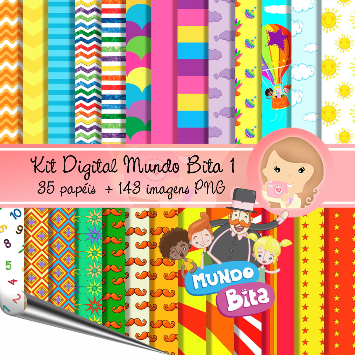 Kit digitais Bita e os Animais + papeis - Imagem 3