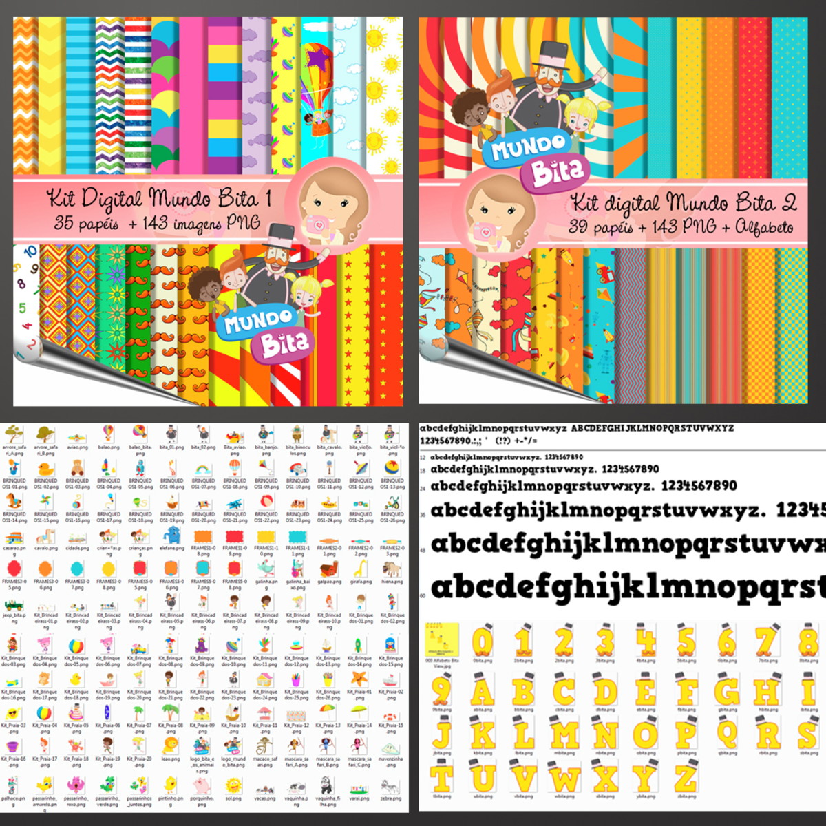 Kit digitais Bita e os Animais + papeis