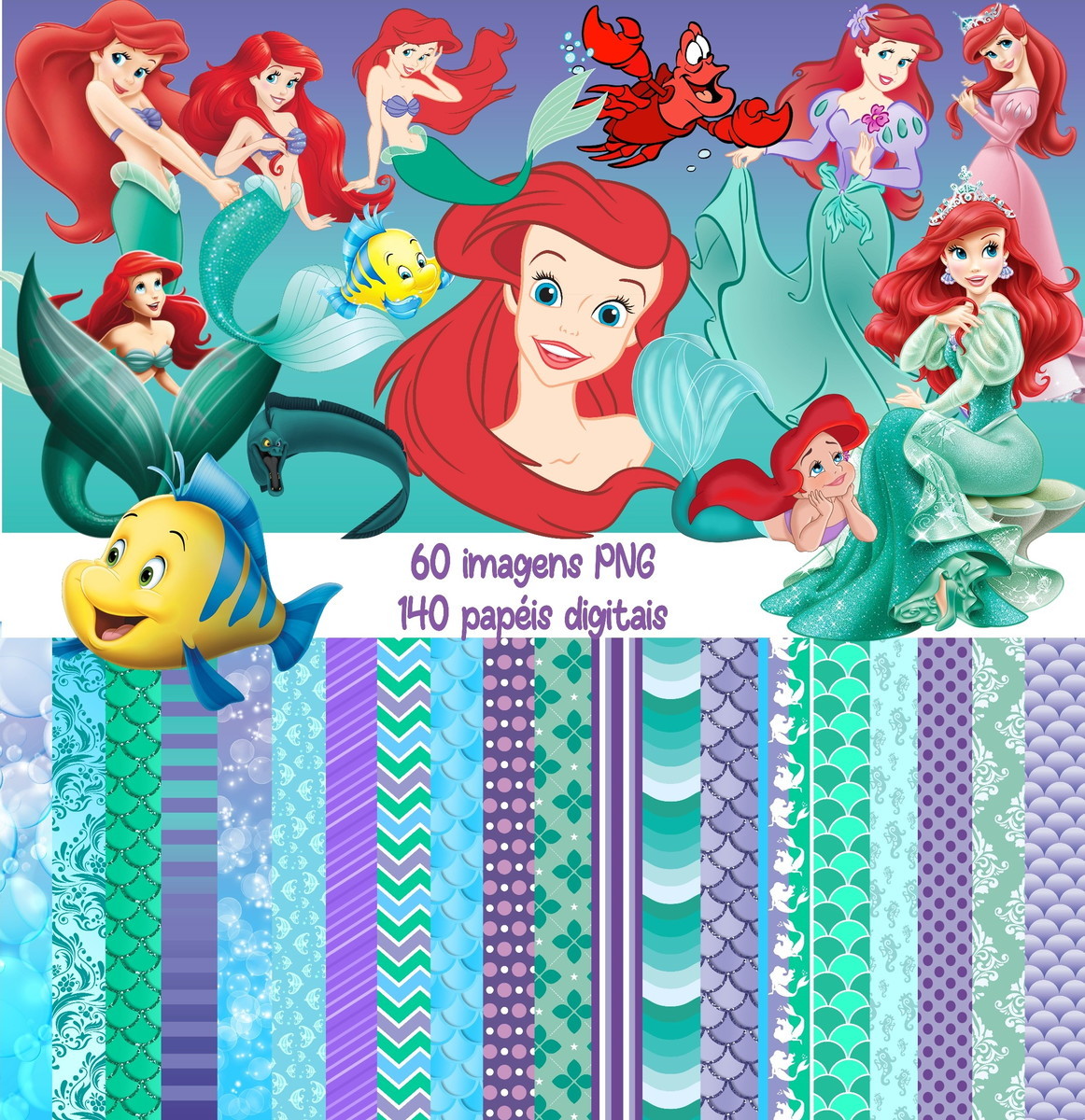 Kit Digital a Pequena Sereia #812#