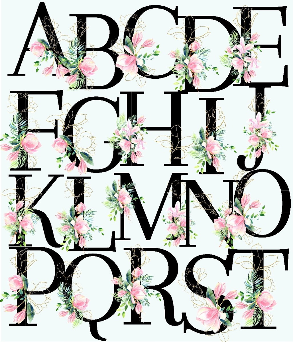 Kit Digital Alfabeto Floral #818#