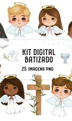 Kit Digital Batizado Aquarela 1954