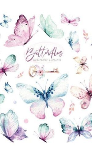 Kit Digital Borboletas Aquareladas #1001#