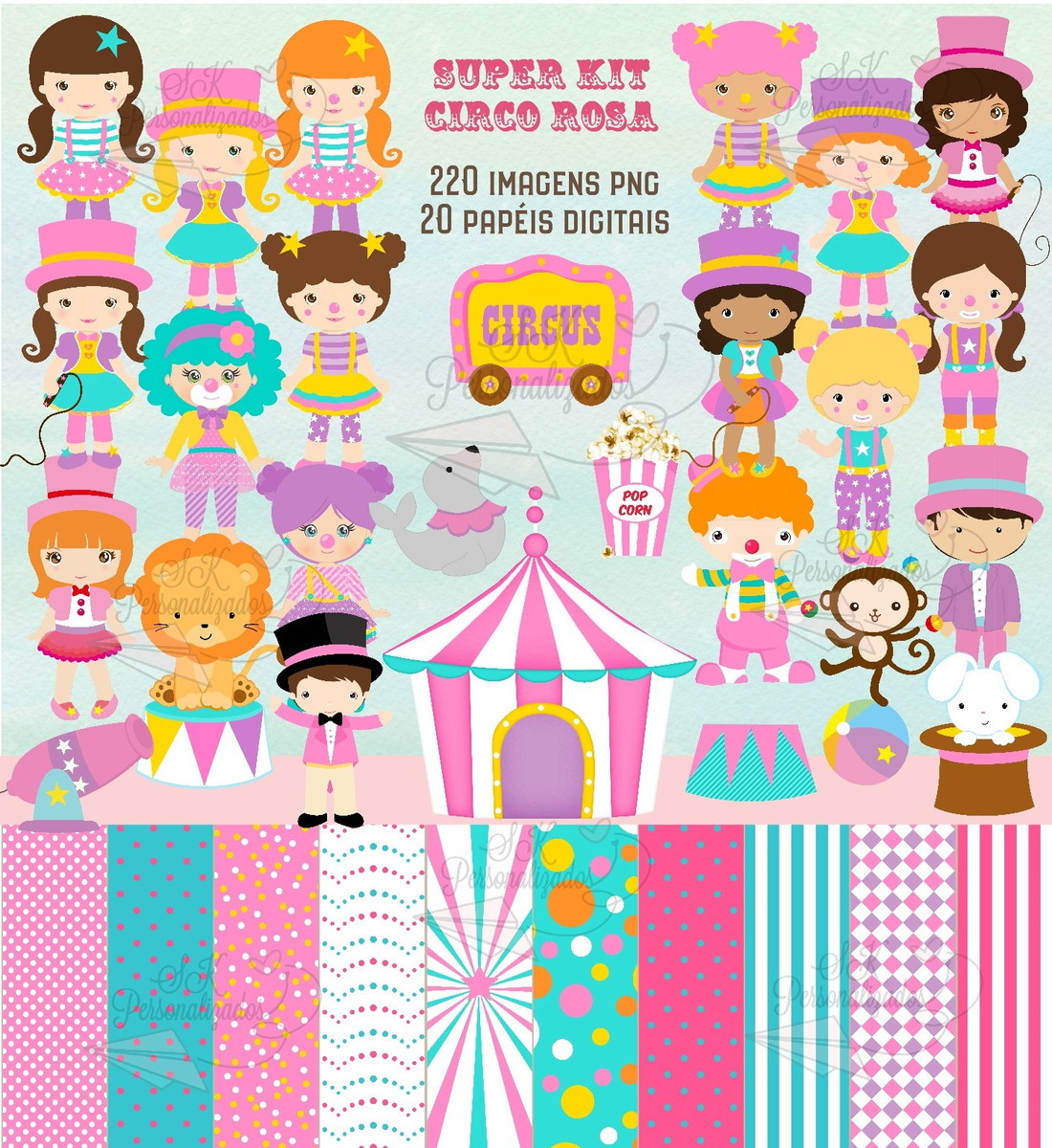 Kit Digital Circo Rosa 1085