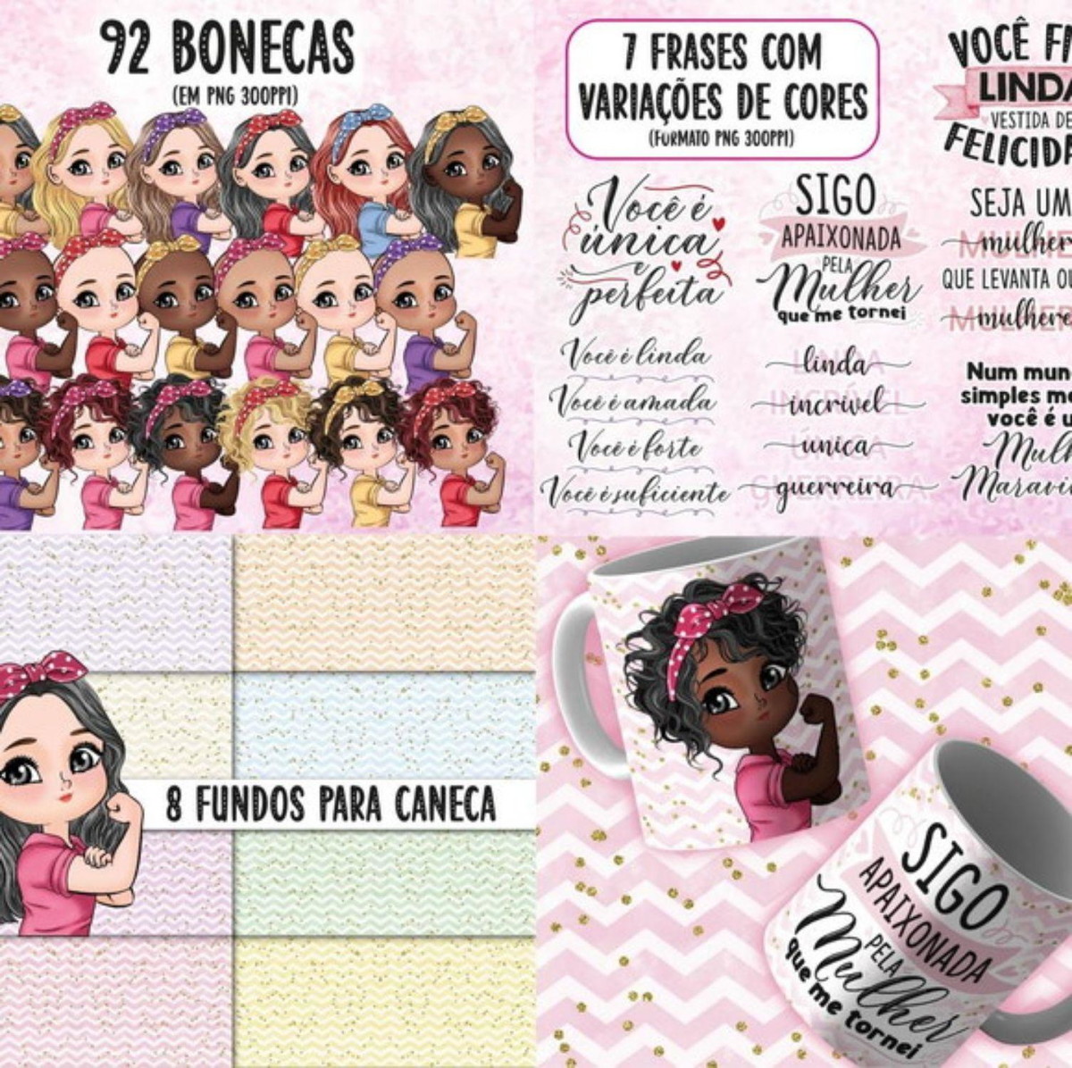 kit Digital Dia da Mulher PNG- Scrapbook
