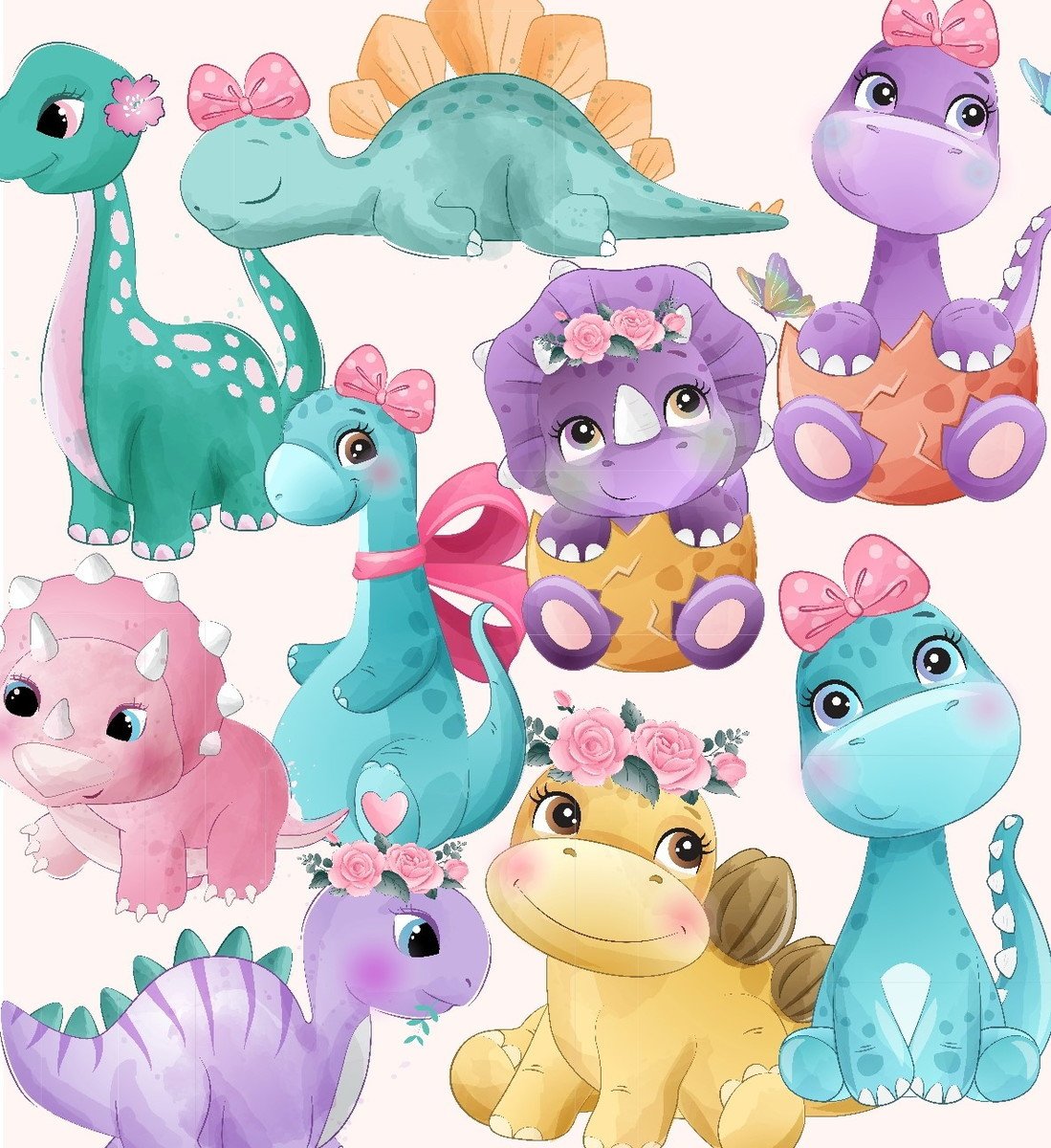 Kit Digital Dinos Aquarelado 1132