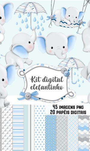 Kit Digital Elefantinho Azul #1828#