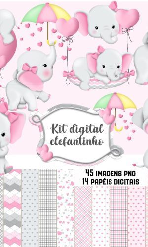 Kit Digital Elefantinho Rosa #1829#