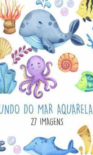 Kit Digital Fundo do Mar Aquarelado 1639
