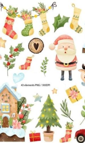 Kit Digital Natal Aquarelado 1491