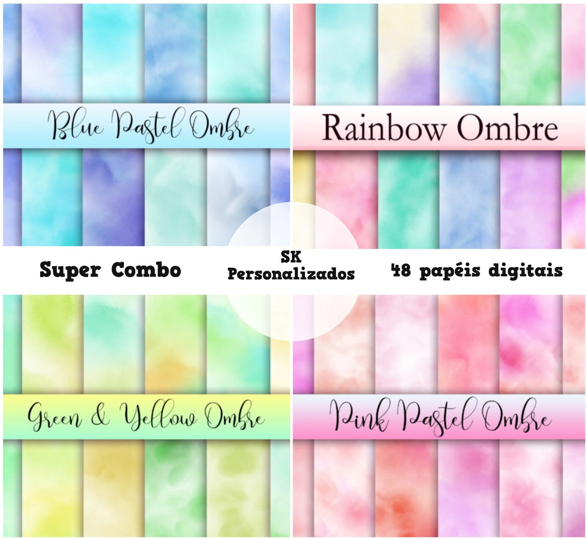 Kit Digital Papéis Digitais Aquarelados 271