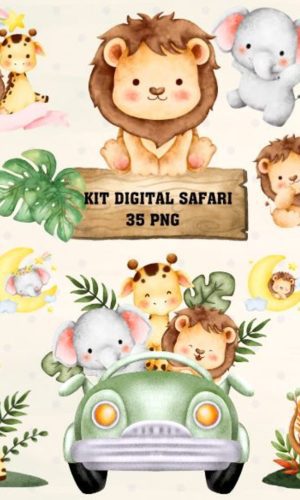 Kit Digital Safari Aquarela 1576