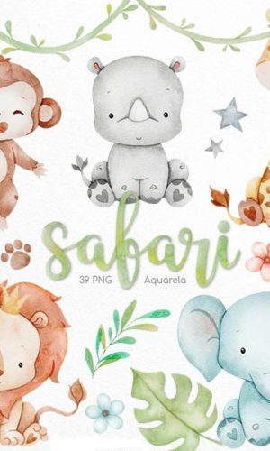 Kit Digital Safari Aquarela 163