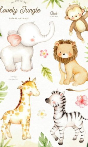 Kit Digital Safari Aquarela 1157