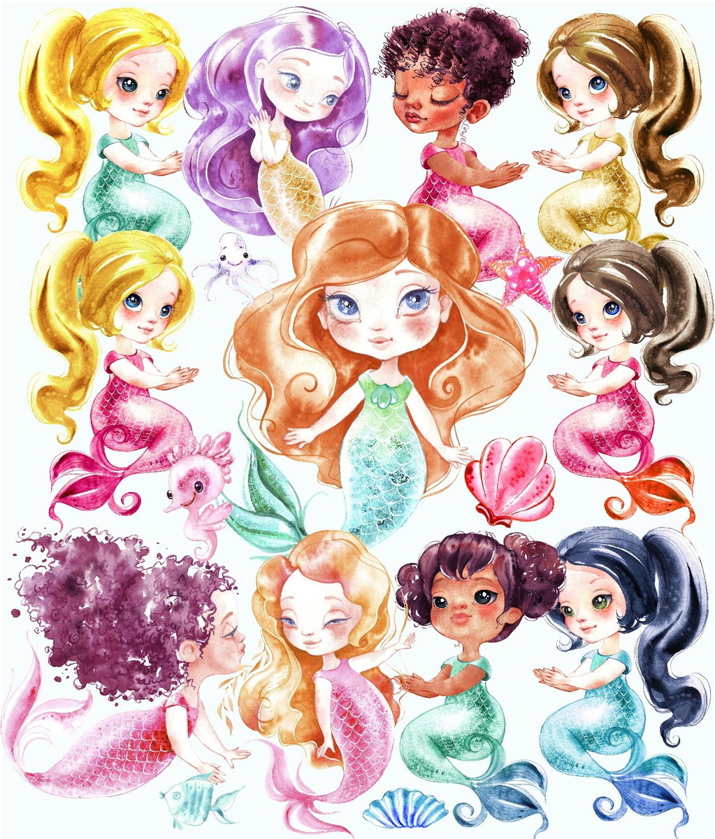 Kit Digital Sereias Aquarela 774