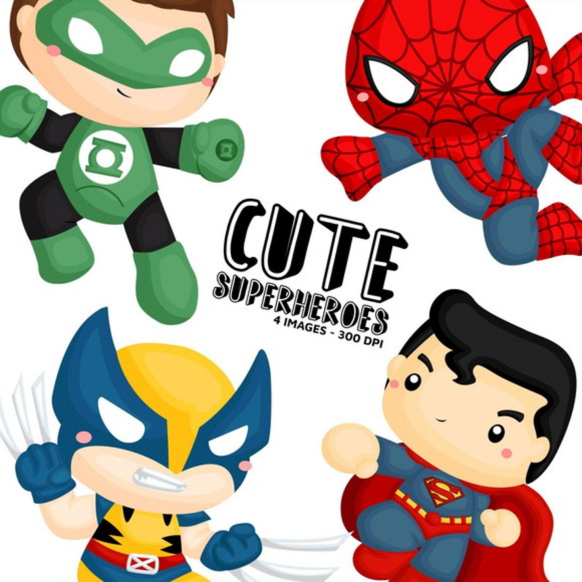 kit Digital Super Heróis cute PNG- Scrapbook