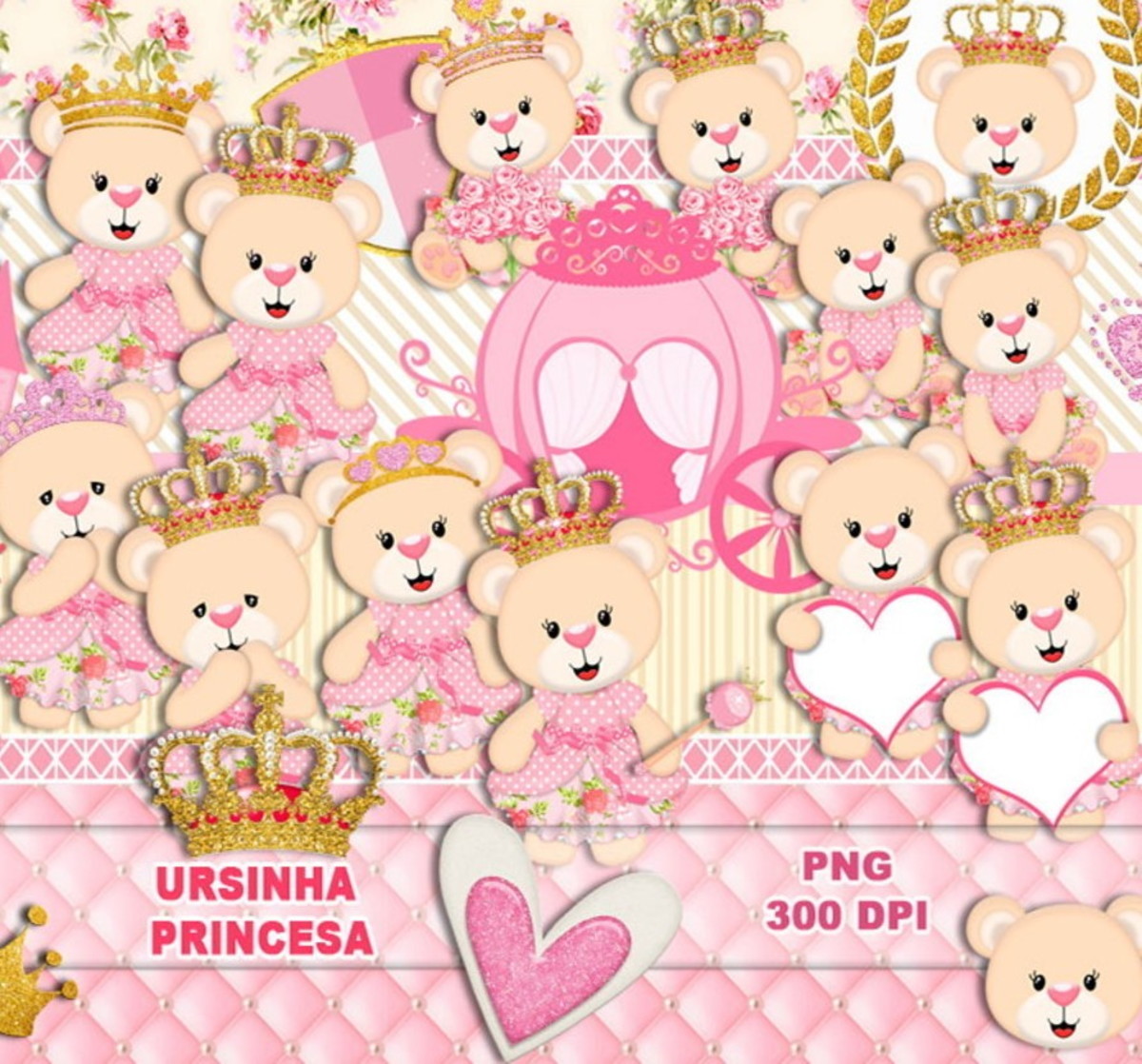 Kit Digital Ursinha Princesa 1618