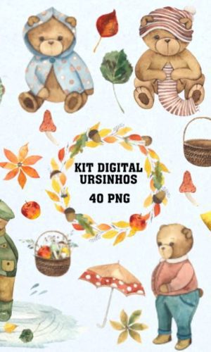 Kit Digital Ursinhos Aquarela 1580