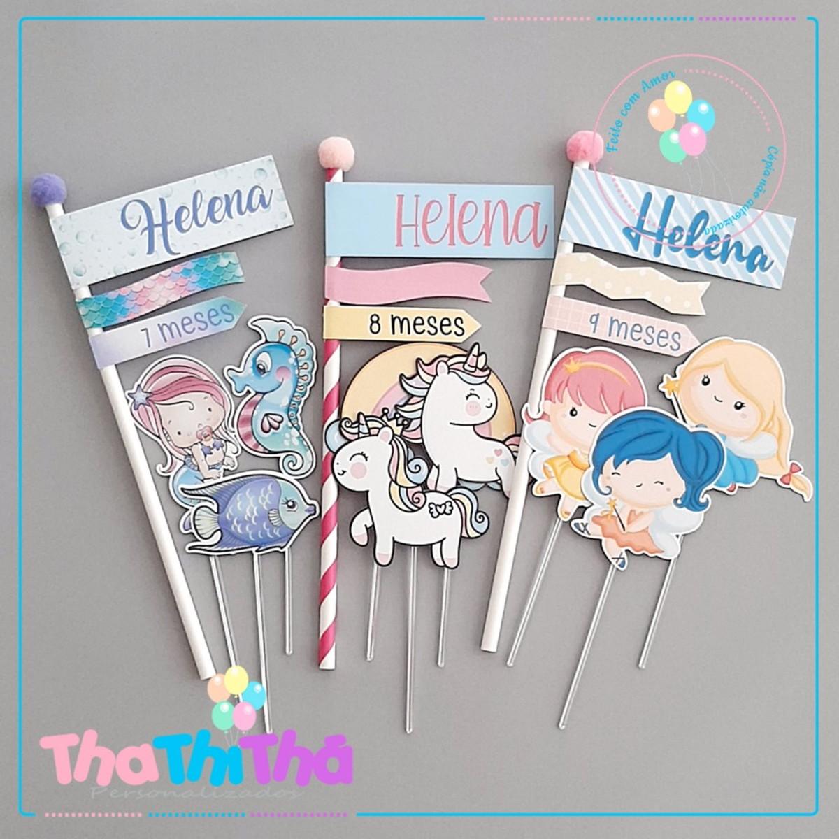 Kit Topo de Bolo Mesversário Menina - Imagem 3