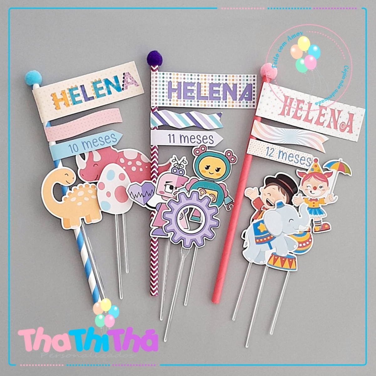 Kit Topo de Bolo Mesversário Menina - Imagem 4