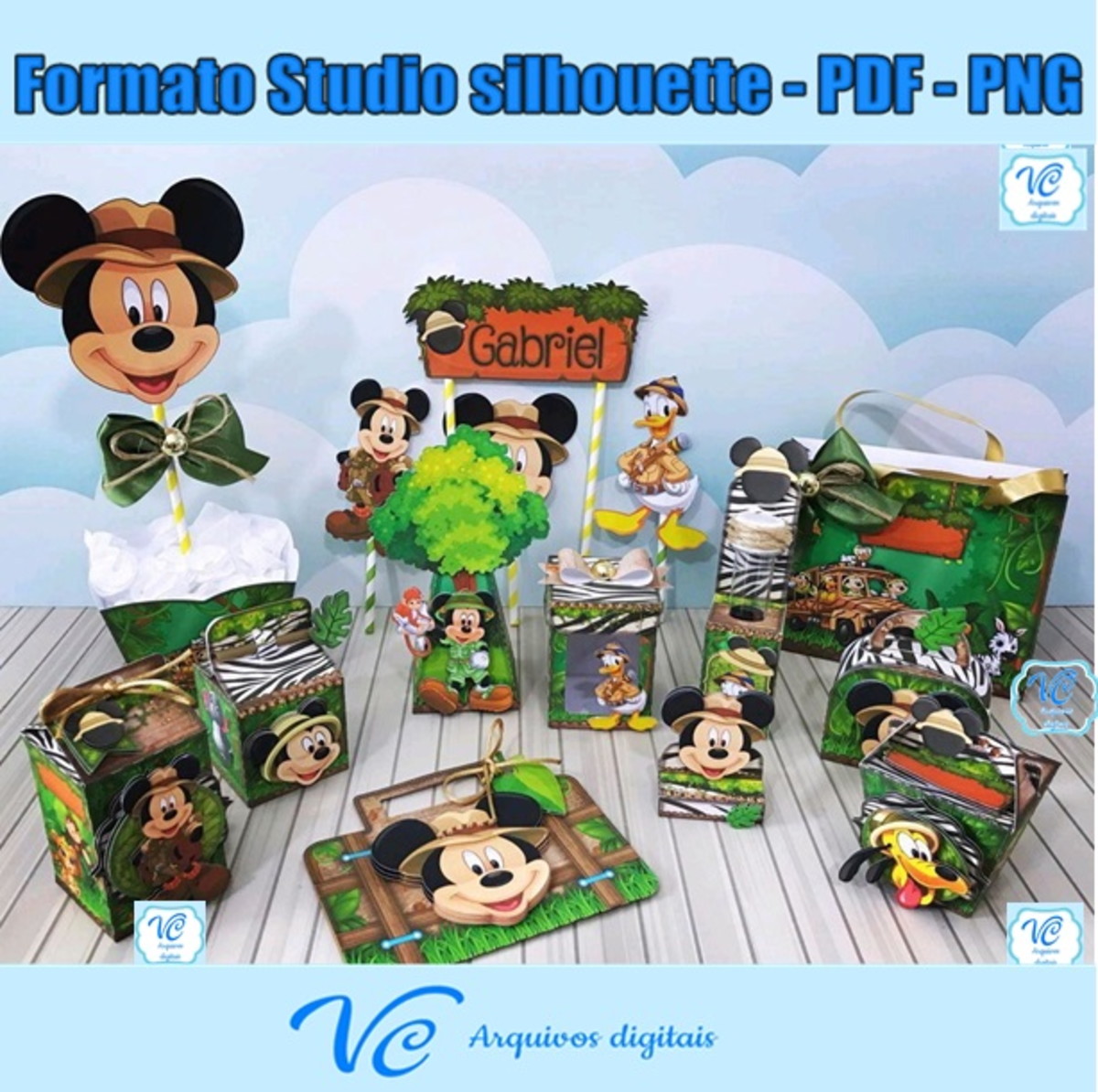 M 549 - Arquivo de corte Mickey Safari -4- STUDIO- PDF- PNG