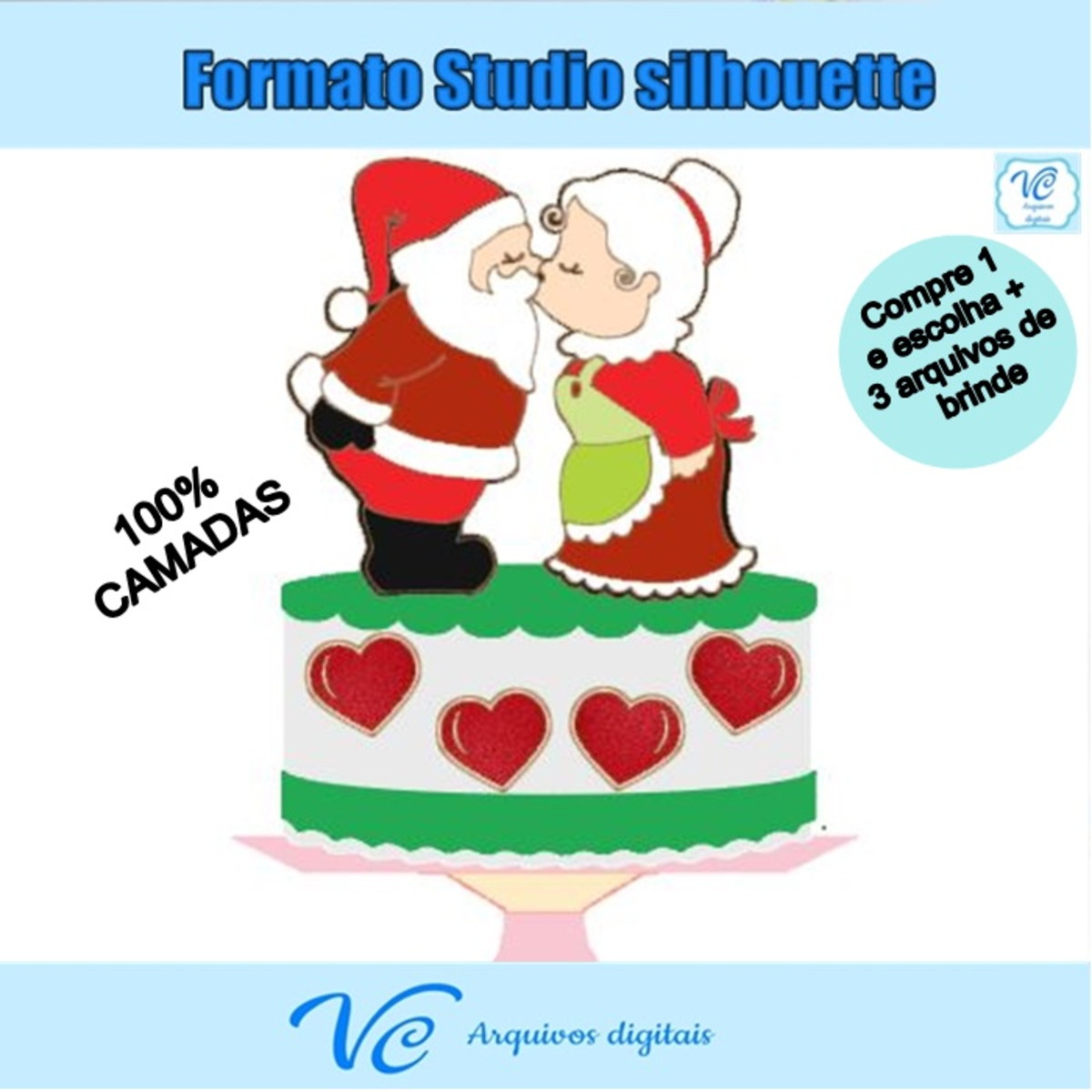 M101- Arquivo de corte Topo de bolo Natal Papai Noel -01