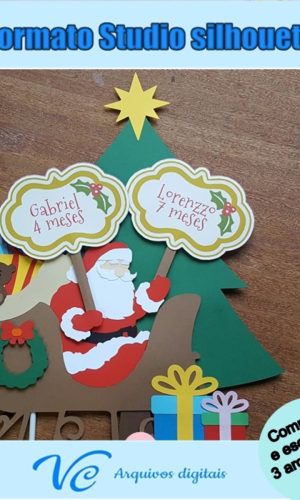 M104- Arquivo corte Topo de bolo Natal Treno Papai Noel -04