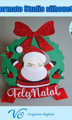 M108- Arquivo corte Topo de bolo Guirlandas Papai Noel -02