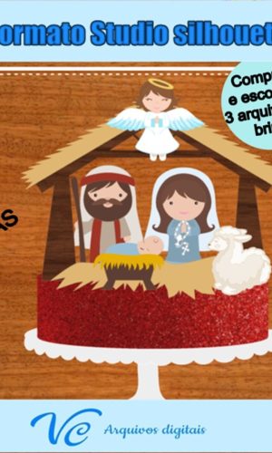 M115- Arquivo Corte Topo de bolo Natal Presépio -01