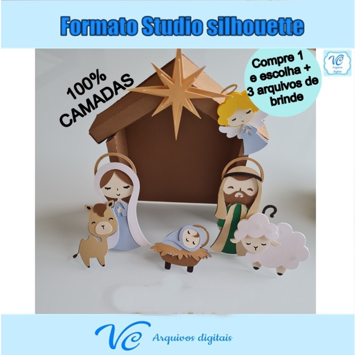 M116- Arquivo Corte Topo de bolo Natal Presépio -02