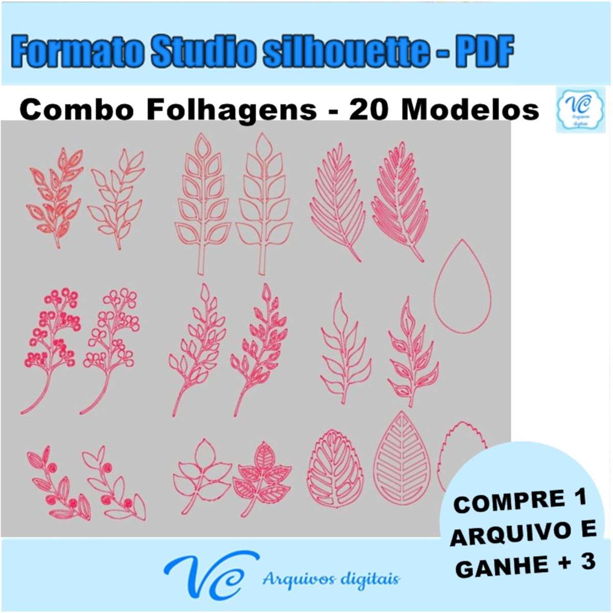 M127- Arquivo de corte Combo de Folhas Folhagens