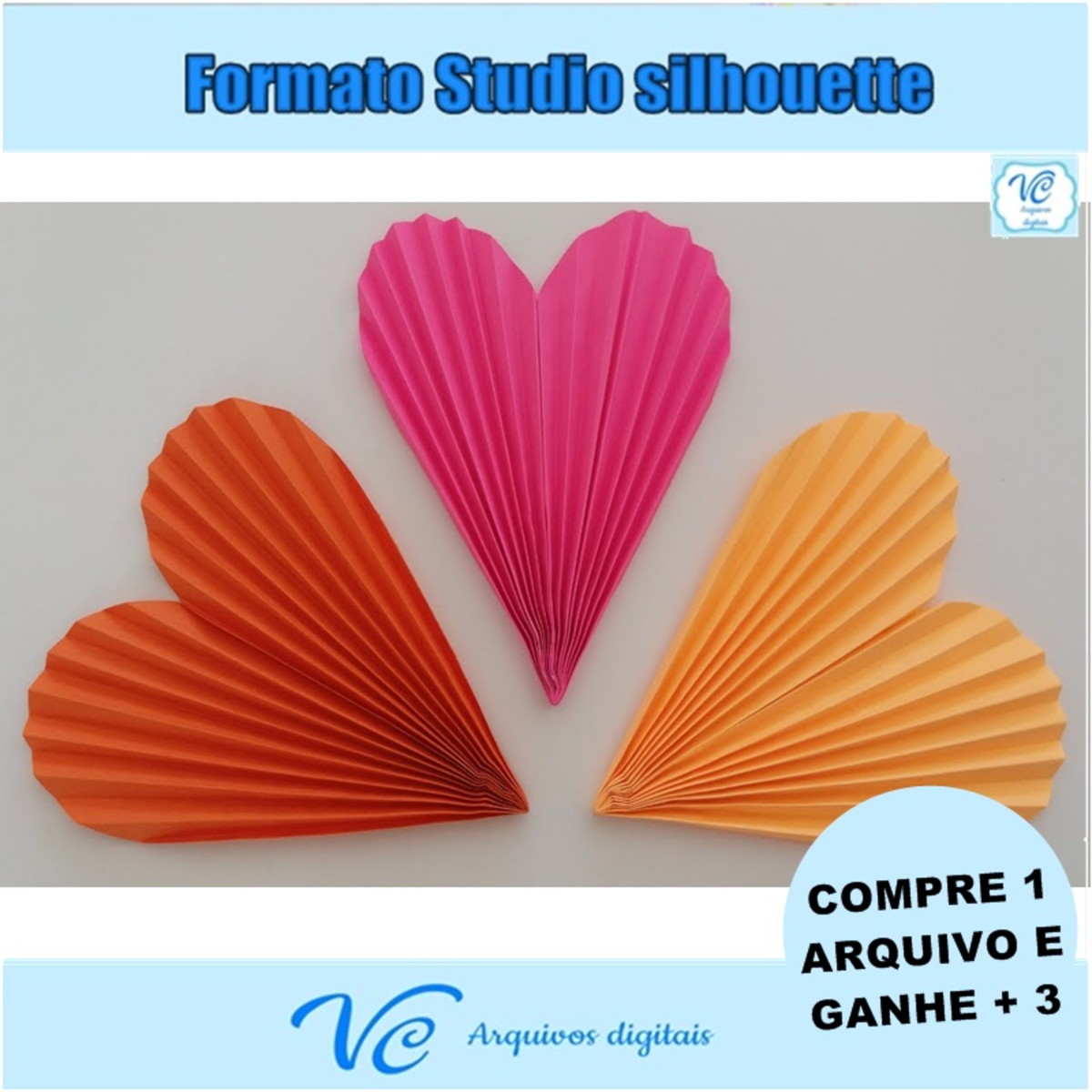 M128- Arquivo de corte - Coração Plissado Palm Leave