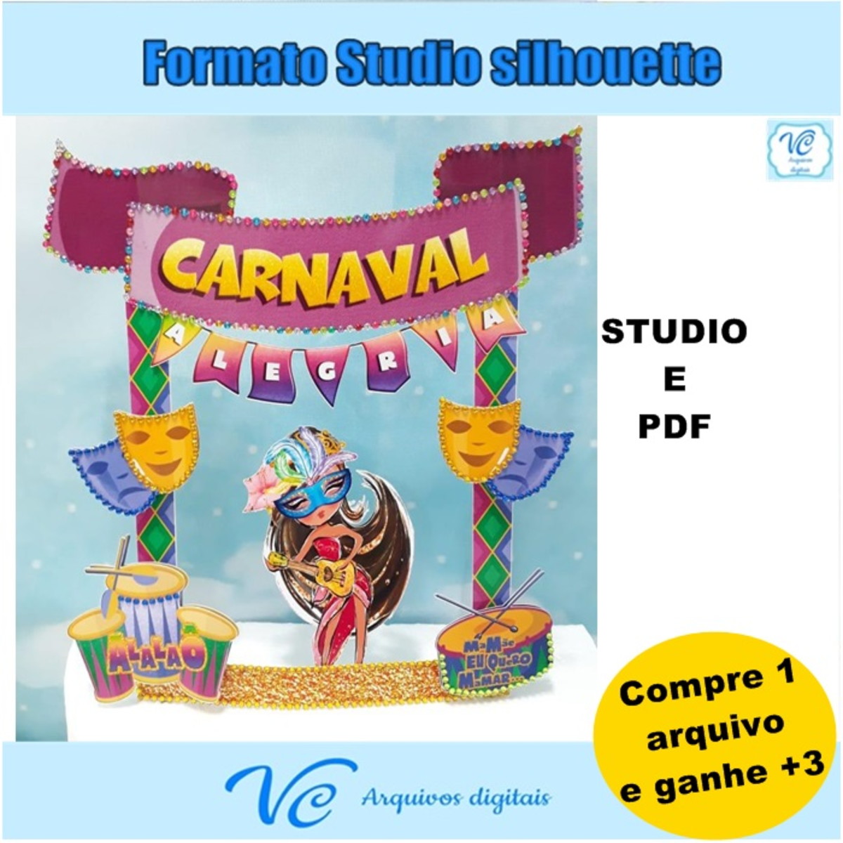 M151- Arquivo de corte Topo Bolo Carnaval Passista Sambista