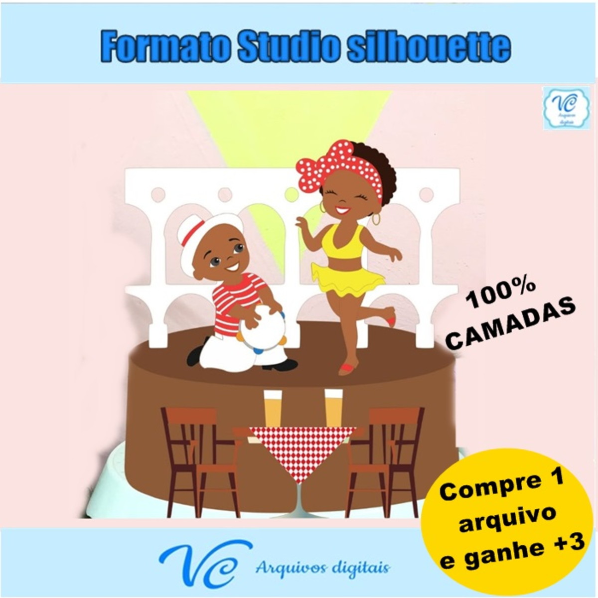 M153- Arquivo de corte Topo Bolo Carnaval Passista Sambista
