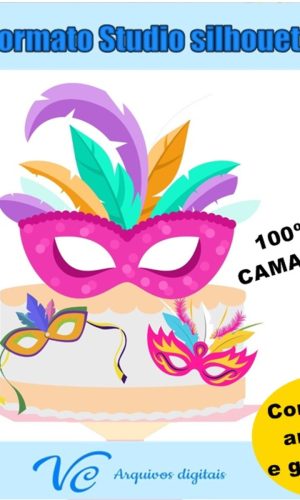 M155- Arquivo de corte Topo de Bolo Carnaval Mascaras 05